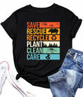 Earth Day Shirts Women Save Planet Bee Graphic T-Shirt Black Size S