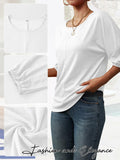TAKEYAL Women's 3/4 Sleeve Basic Tee Shirt White Size XL