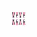 RIICFDD Halloween Fake Nails 24 Pcs Coffin Pink French Tip Ghost Designs