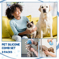 Baderke 3 Pcs Cat Tongue Comb Silicone Brush Kit Soft Massage Red