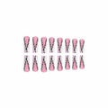 RIICFDD Halloween Fake Nails 24 Pcs Coffin Pink French Tip Ghost Designs