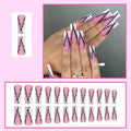 RIICFDD Halloween Fake Nails 24 Pcs Coffin Pink French Tip Ghost Designs