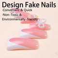 RIICFDD French Press On Nails 24 Pcs Medium Nude Pink White Tips Charms