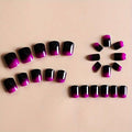 RTKHFZE French Tip Pink Long Square Press On Nails 24pcs Flower Rhinestones