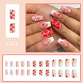 Valentine's Day Press On Nails Medium Square Red Lips Pink Heart French Tip