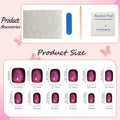 Purple Press On Nails Short Square Acrylic Cat Eye Color Changing 24 Pcs