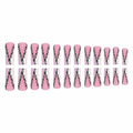 RIICFDD Halloween Fake Nails 24 Pcs Coffin Pink French Tip Ghost Designs