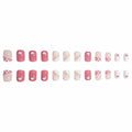 Vokupoga Square Press On Nails White Pink Acrylic 24Pcs Reusable