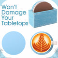 Queekay Wooden Drink Coasters Set of 8 with Holder 4in Grey Marble