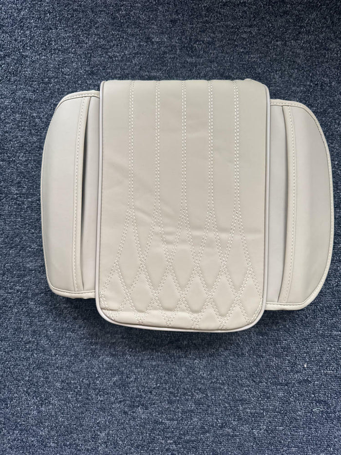 Yumfugu Car Center Console Armrest Cover Leather Memory Foam Beige 12.59x8.66