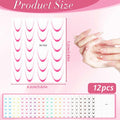 Lnngub Nail Art Stickers French Gradient Stripes White 12 Sheets