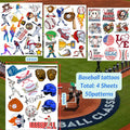 Baseball Temporary Tattoos 72 Pcs 6 Sheets Sport Party Favors Gift Idea