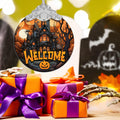 Welcome to The Haunted House Stained Glass Christmas Ornament Holiday Decor