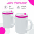 Copco Desk Mug 16 oz Double-Wall Insulated Spill-Resistant Pink BPA-Free
