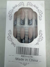 RIICFDD Halloween Fake Nails 24 Pcs Coffin Pink French Tip Ghost Designs