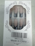 RIICFDD Halloween Fake Nails 24 Pcs Coffin Pink French Tip Ghost Designs