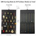 Neehows Hanging Earring Organizer Wall Holder 600 Holes 30 Hooks Black