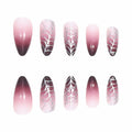 RUOKEXIN Medium Purple Ombre Halloween Press On Nails Spider Web 24Pcs