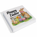 Rustic Bunny Wood Sign Happy Easter Decor Tabletop Shelf 5x5 Inches