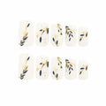 RUOKEXIN Acrylic Coffin Nails 24Pcs Red Blue Flower Gold Rhinestones Glossy