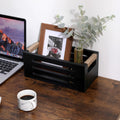 Wood Toilet Paper Holder Basket with Handles Black 12x5.9x4.9in Black