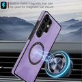 LOHASIC Samsung Galaxy S25 Ultra Case Magnetic Leather Wallet Purple