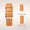 Jeereal Leather Watch Band Strap 22mm Tan Genuine Leather