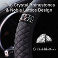 Bling Soft Leather Steering Wheel Cover Colorful Rhinestones 15 Inch