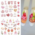 Valentines Day Nail Stickers 12 Sheets Heart Lip Flower Nail Art Pink