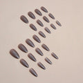 24 Pcs Almond Medium White Acrylic Press On Nails Glitter Full Cover
