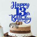 Sleyberoy Happy 16th Birthday Cake Topper Glitter Deep Blue 1 PCS