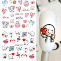 Valentines Day Nail Stickers 12 Sheets Heart Lip Flower Nail Art Pink