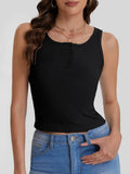 Bloggerlove Womens Summer Crop Ribbed Knit Tank Top Black Size S