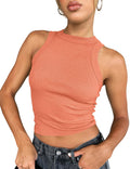 HOCILLE Women's Sexy Racerback Ribbed Crop Tank Top Black Size XS