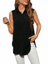 SweatyRocks Women's Dressy Collar Sleeveless Button Down Blouse Black Size S
