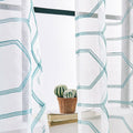 WANSOUL Blue Pattern Sheer Curtains 2 Panels 84in Teal Blue Moroccan Design
