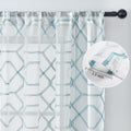 WANSOUL Blue Pattern Sheer Curtains 2 Panels 84in Teal Blue Moroccan Design