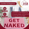 DSB Get Naked Bath Mat 20x32 Pink Rainbow Letters Non Slip Microfiber
