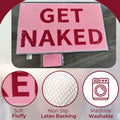 DSB Get Naked Bath Mat 20x32 Pink Rainbow Letters Non Slip Microfiber