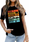 Earth Day Shirts Women Save Planet Bee Graphic Environmental Tee Black Size M