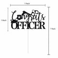 Congrats Officer Cake Topper 2025 Police Graduation Black Glitter