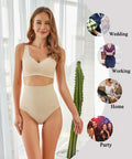 FINETOO Tummy Control High Waisted Shapewear Briefs Plus Size S Nude