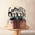 Congrats Officer Cake Topper 2025 Police Graduation Black Glitter