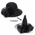 Kentucky Women Organza Sun Hat with Bow Black Wedding Tea Party Fascinator