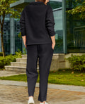 Yioaga Women Tracksuit 2 Piece Set Pullover Sweatshirt Sweatpants Black Size L