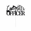 Congrats Officer Cake Topper 2025 Police Graduation Black Glitter