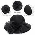 Kentucky Women Organza Sun Hat with Bow Black Wedding Tea Party Fascinator