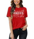 Merry Christmas Women's Graphic Short Sleeve Shirt Green Size XL