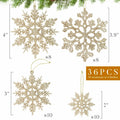 [Like New] Langley Christmas Snowflake Ornaments Set 36pcs Rose Gold 4 Sizes Glitter
