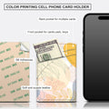 AOPEFNX Card Holder Phone Case Leather Wallet Dual Pocket Abstract Leaf